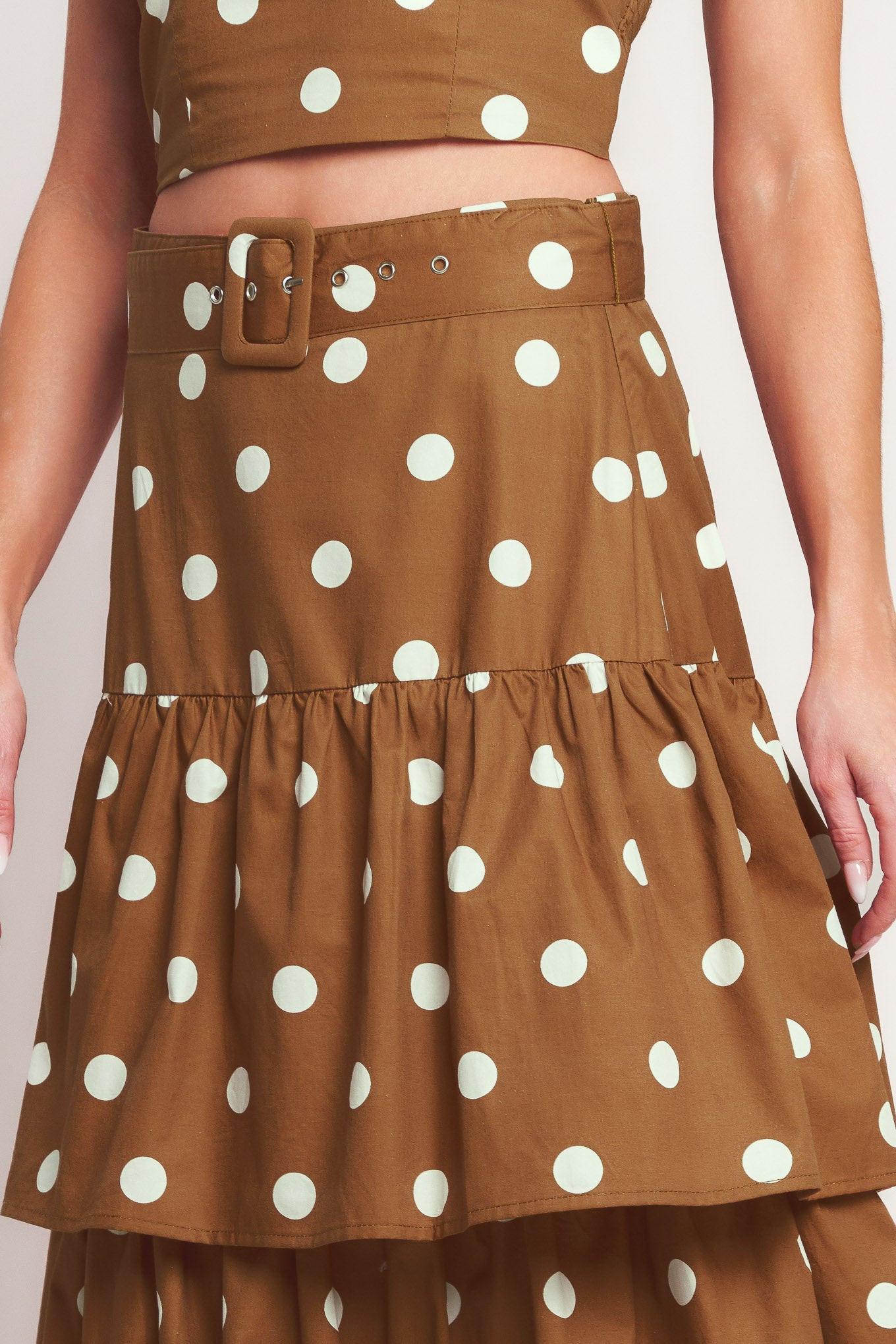 BROWN SUGAR DOT WOVEN SKIRT Flying Tomato