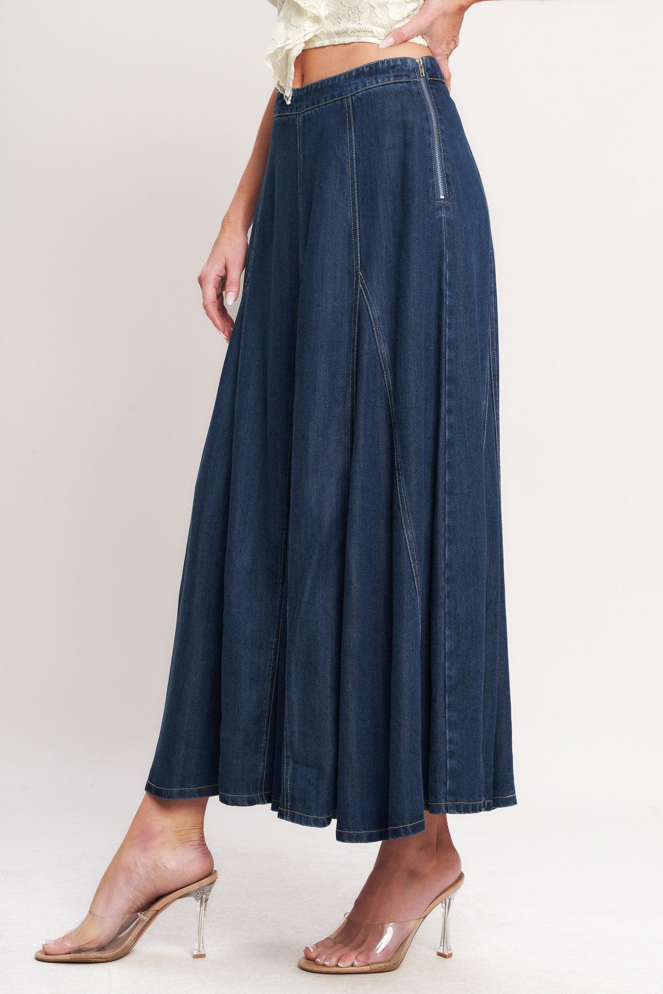 DENIM BALANCE WOVEN CIRCLE SKIRT Flying Tomato