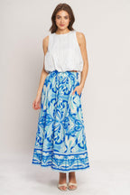 OCEAN WHIRL WOVEN FULL MIDI SKIRT Flying Tomato