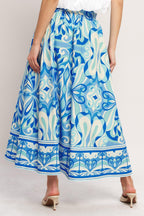 OCEAN WHIRL WOVEN FULL MIDI SKIRT Flying Tomato