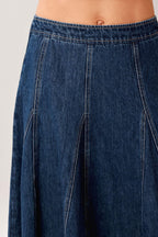 CITY SWING DENIM HI-LO MIDI CIRCLE SKIRT Flying Tomato