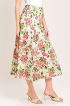 ROSE PETAL WOVEN MIDI SKIRT Flying Tomato