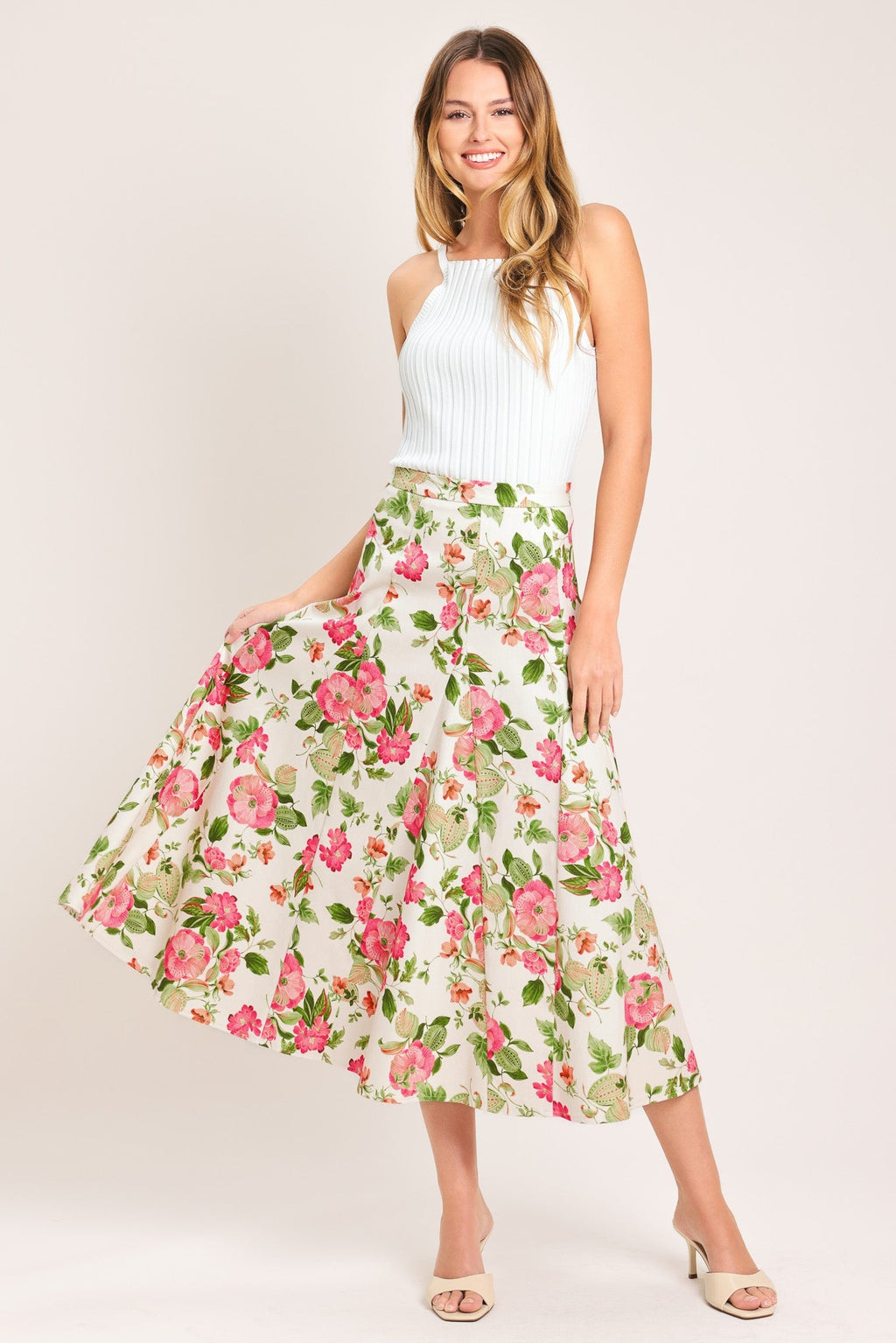 ROSE PETAL WOVEN MIDI SKIRT Flying Tomato