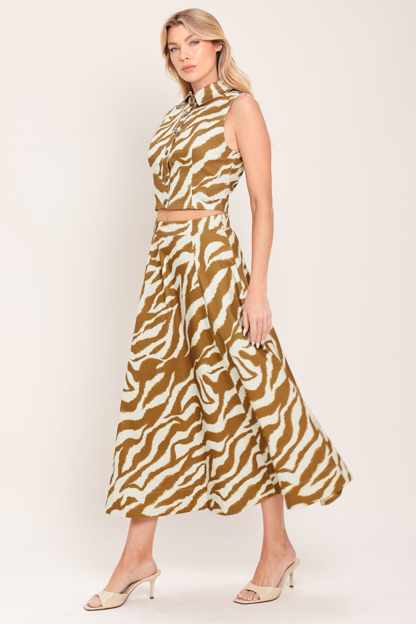 TERRA STRIPE WOVEN MIDI SKIRT Flying Tomato