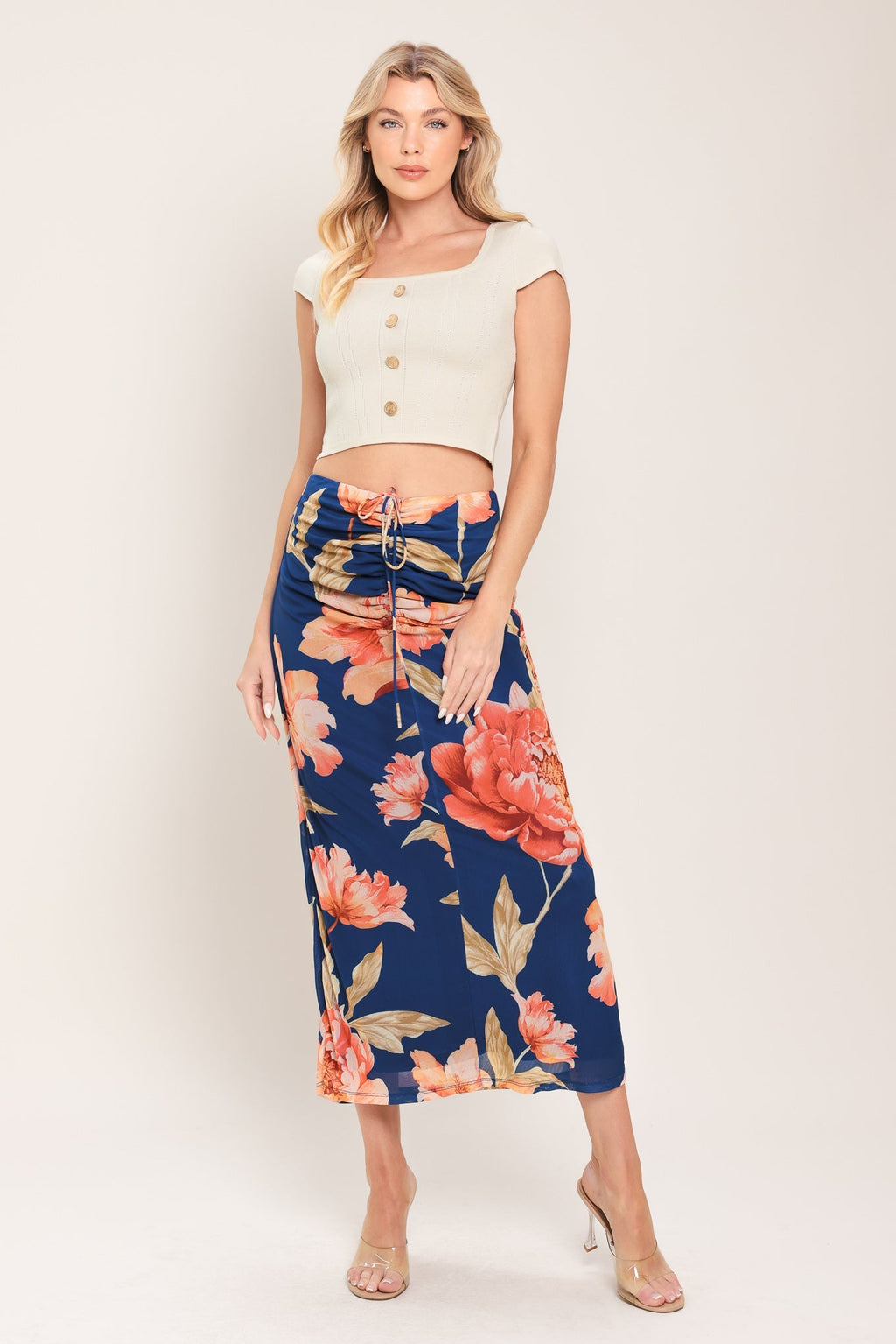 DEEP SEA BLOOM POWER MESH MIDI SKIRT Flying Tomato