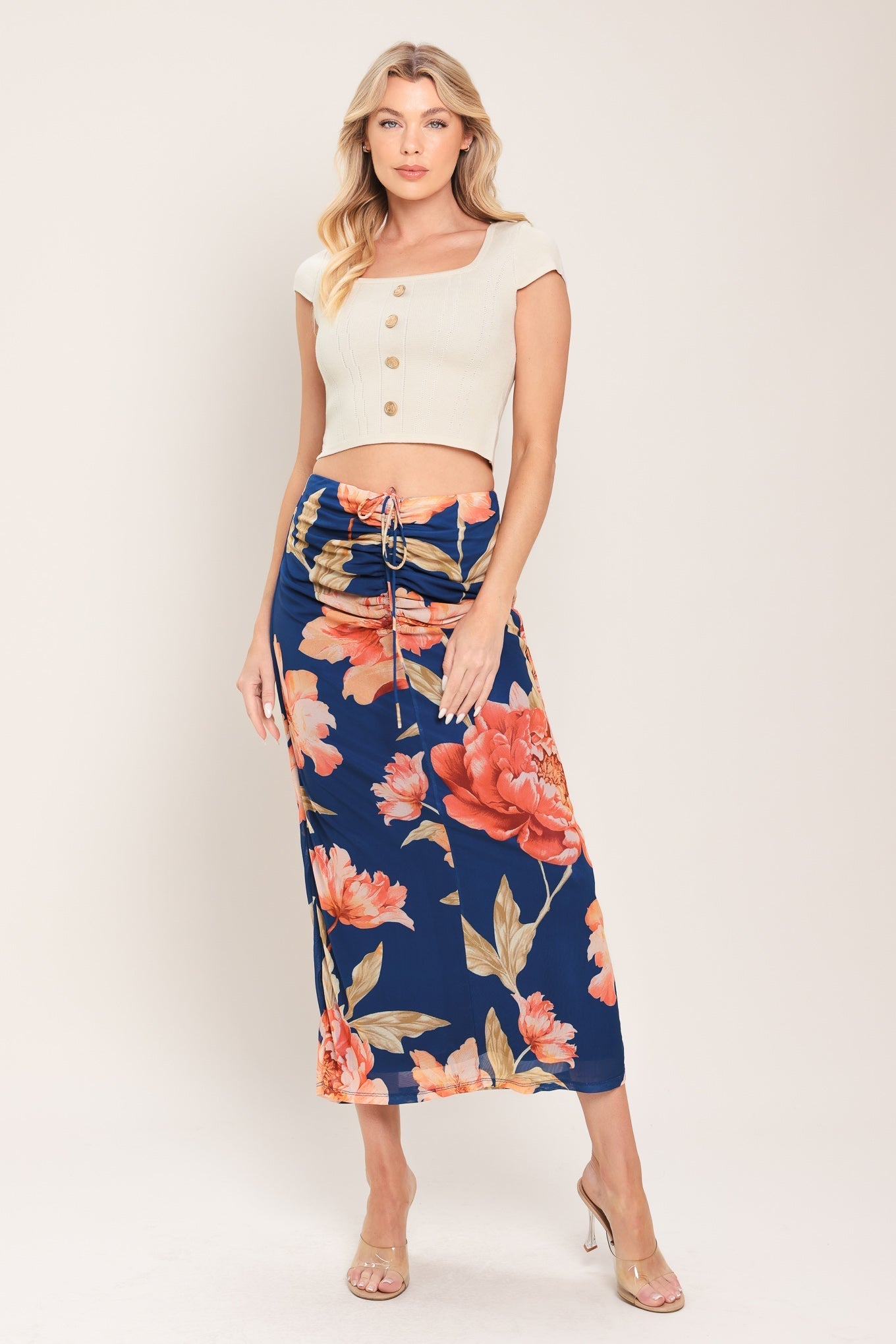 DEEP SEA BLOOM POWER MESH MIDI SKIRT Flying Tomato