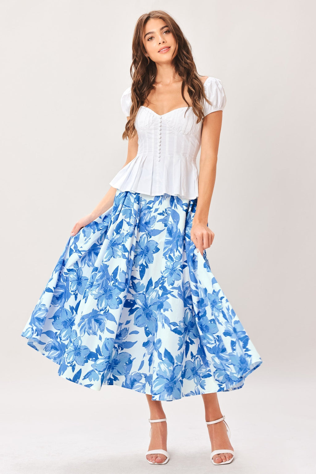 SKY BLOSSOM WOVEN FULL CIRCLE SKIRT Flying Tomato
