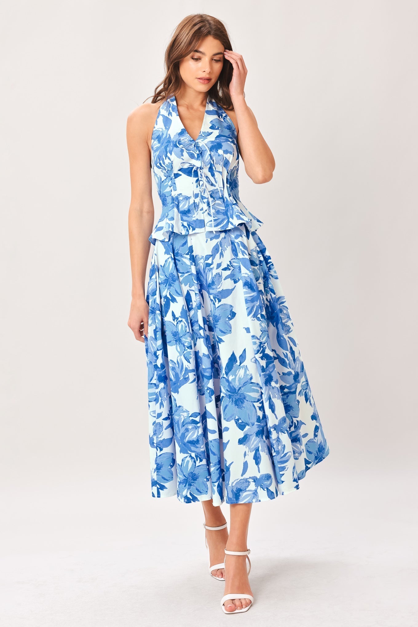 SKY BLOSSOM WOVEN FULL CIRCLE SKIRT Flying Tomato