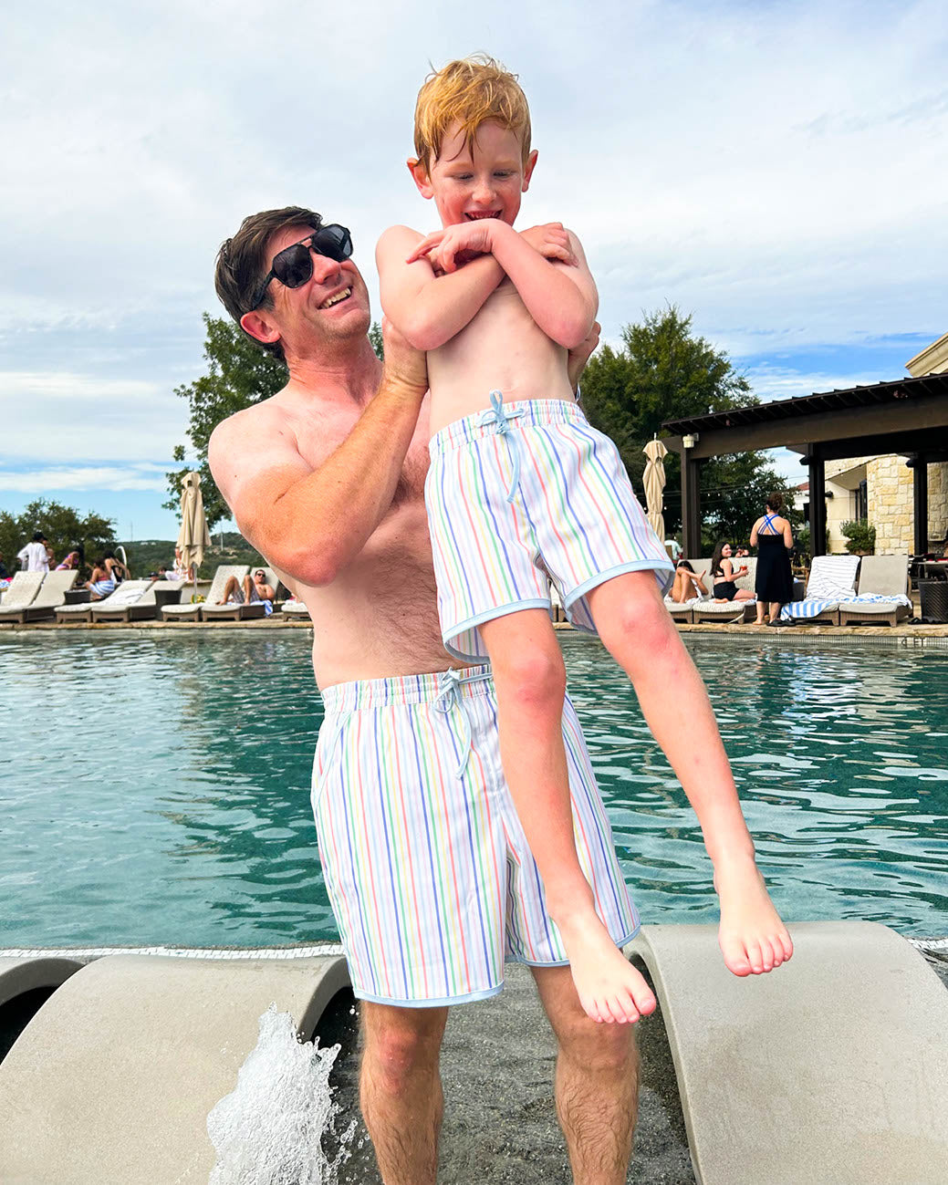 Rainbow Row Swim Trunks for Men-FINAL SALE Smockingbird