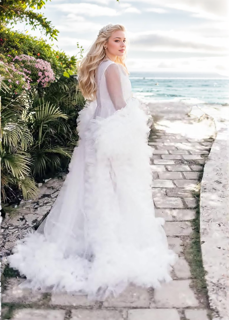 Tulle Ruffled Sleeves Fringe Multi-Color Custom Robe Dress for Theme Photo Shoot SelenaHuanStudio