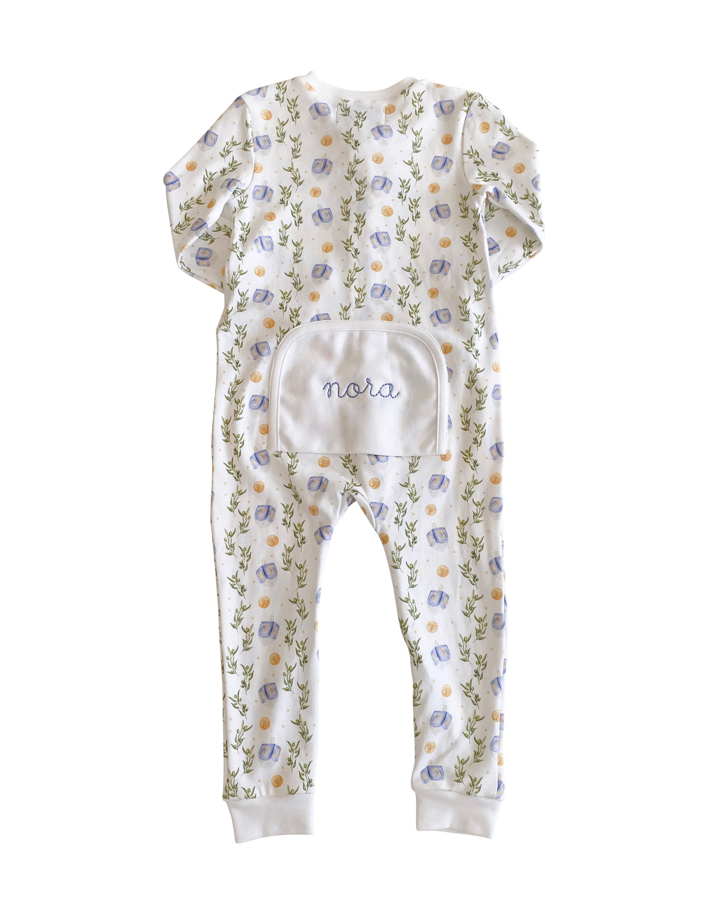 Dreaming of Dreidels Hanukkah Pima Cotton Zip Up Pajamas- FINAL SALE Smockingbird