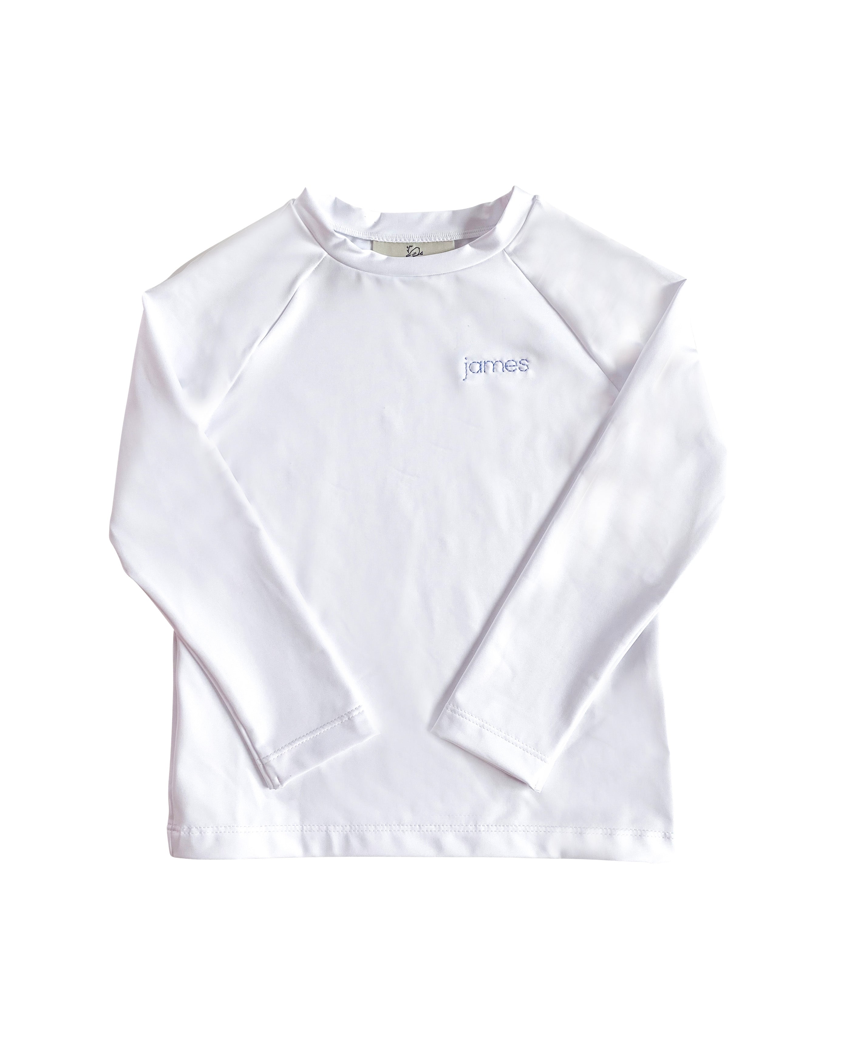 Rash Guard Long Sleeve in White Smockingbird