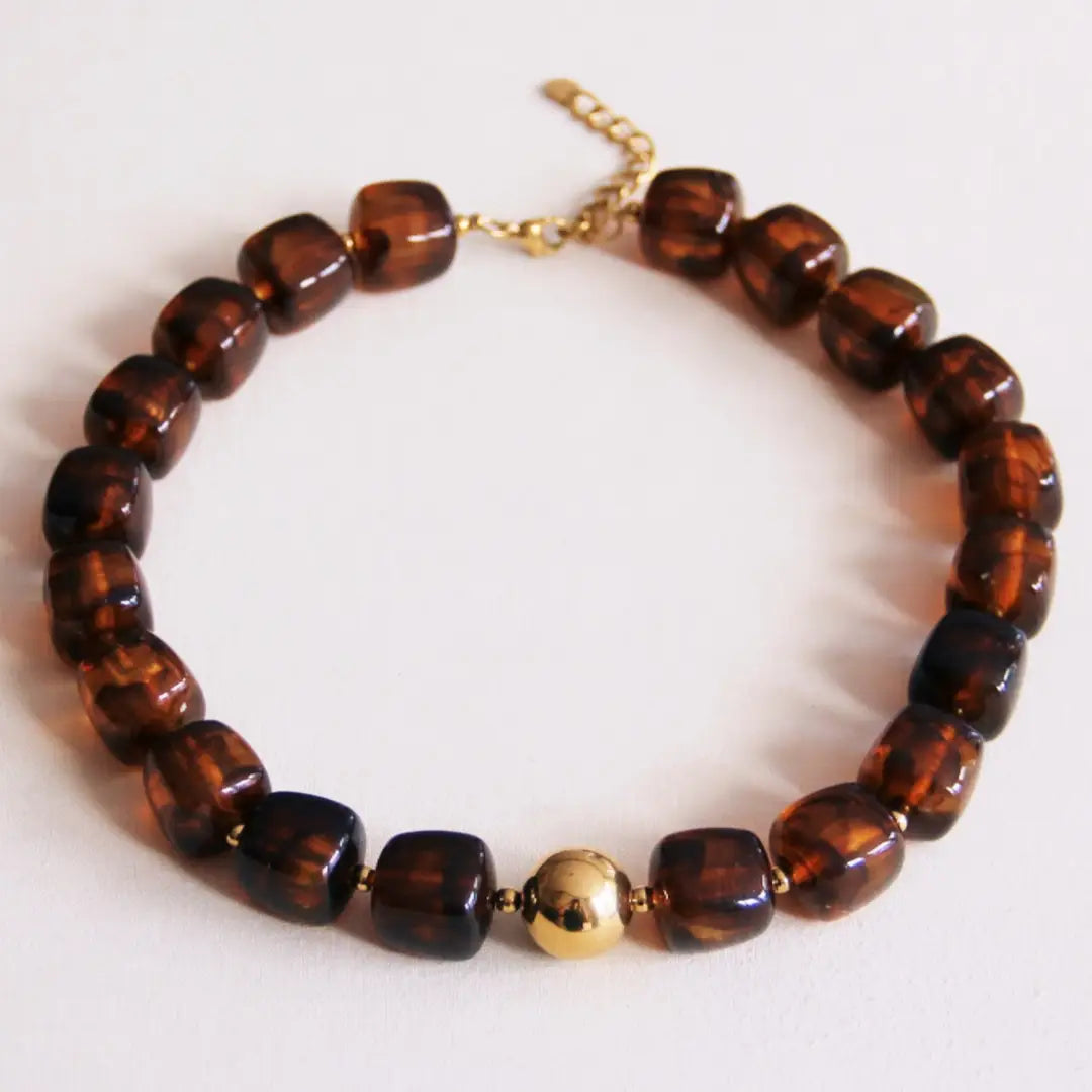 Pebbles Brown Beaded Necklace