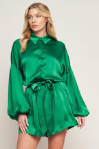 CELEBRATION TIME WOVEN SATIN ROMPER Flying Tomato