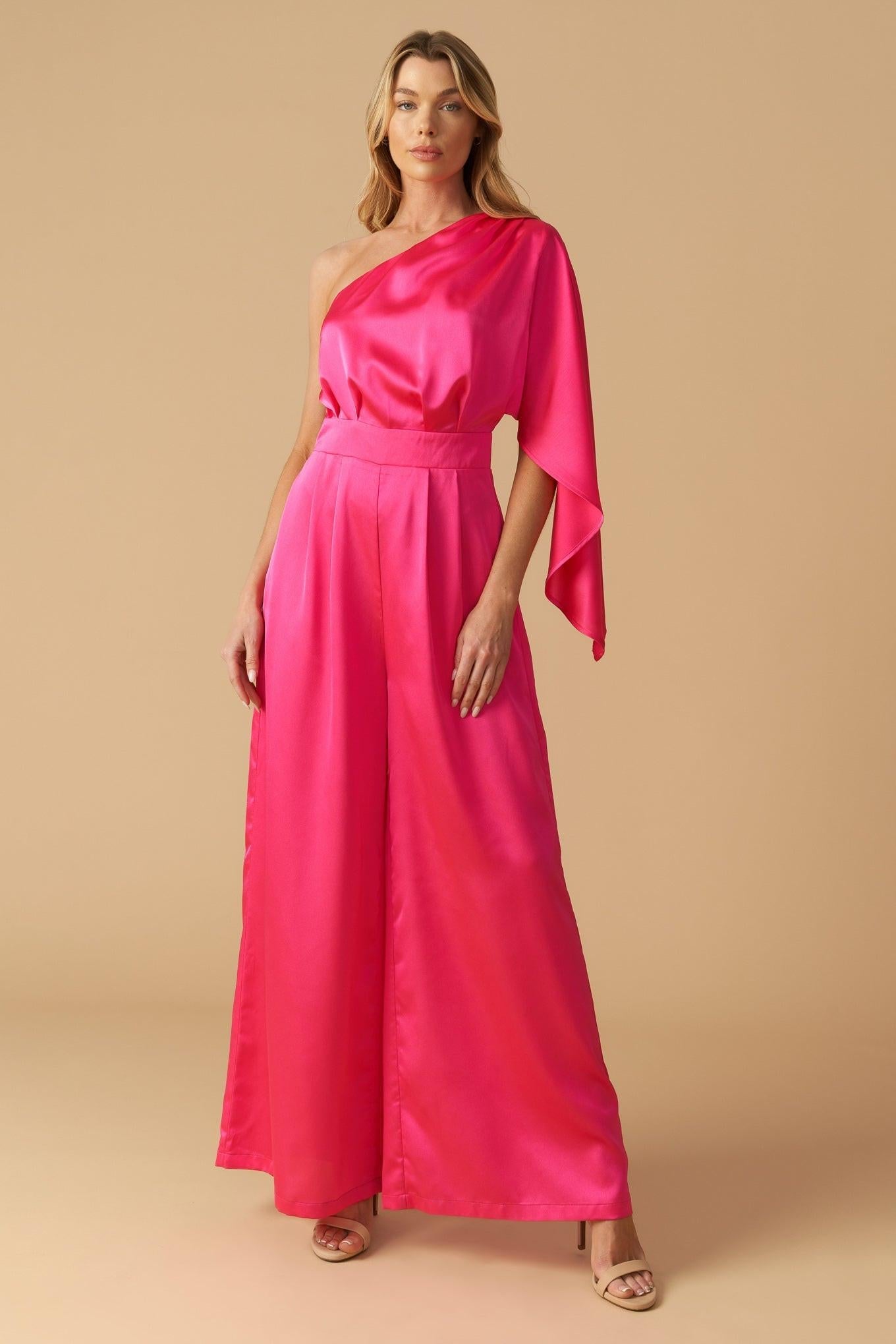 DOWN MEMORY LANE WOVEN SATIN JUMPSUIT Flying Tomato