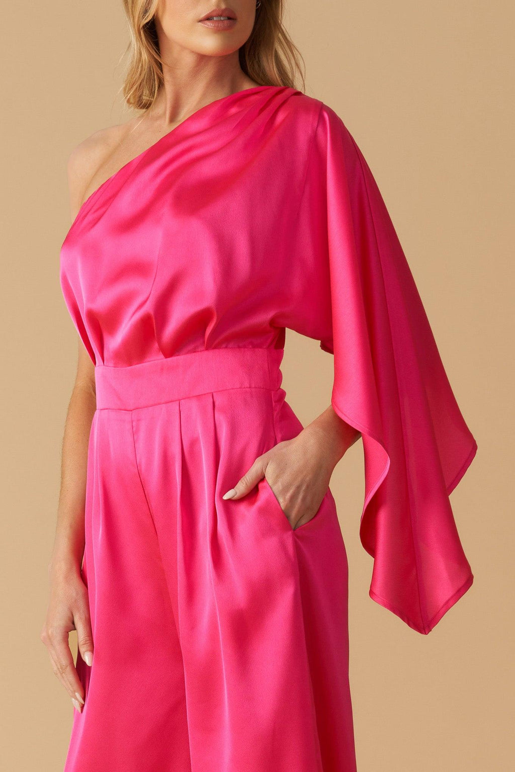 DOWN MEMORY LANE WOVEN SATIN JUMPSUIT Flying Tomato