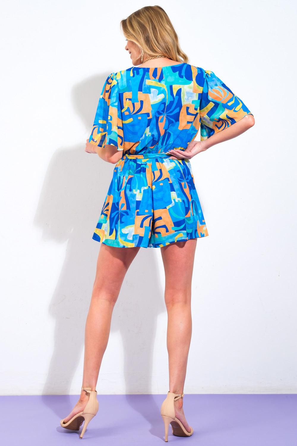 BIMINI PERIWINKLE WOVEN ROMPER Flying Tomato