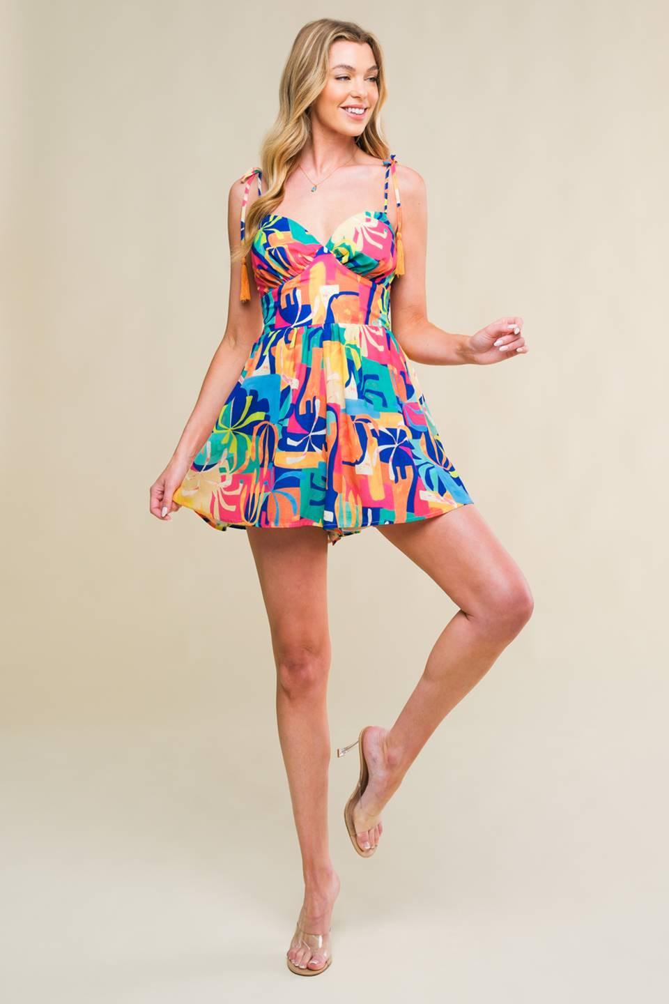 BE BLISSFULLY HAPPY WOVEN ROMPER Flying Tomato