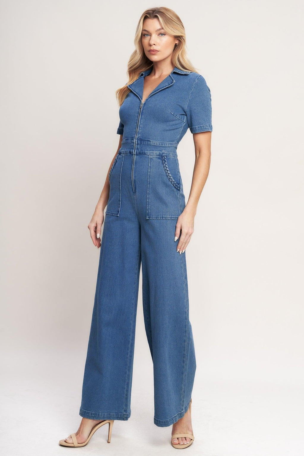 CATCH YOUR GAZE DENIM JUMPSUIT Flying Tomato