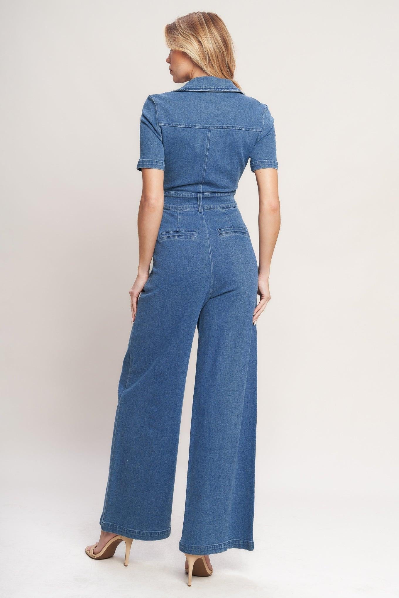 CATCH YOUR GAZE DENIM JUMPSUIT Flying Tomato