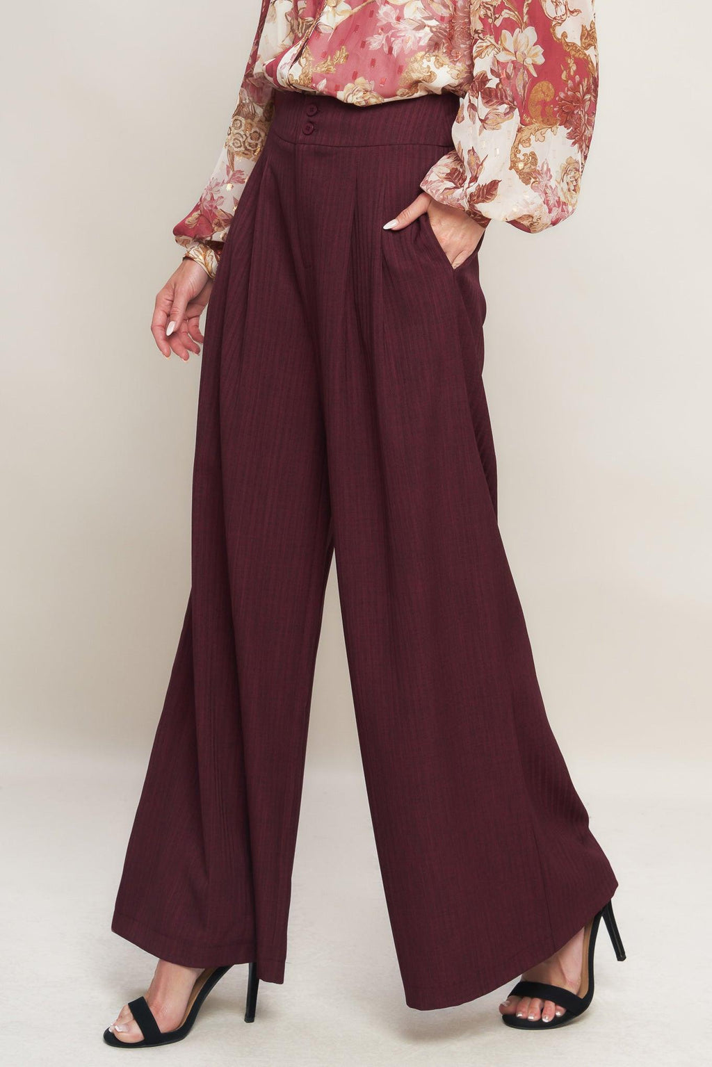 SWEET REMINISCENCE WOVEN WIDE LEG PANTS Flying Tomato