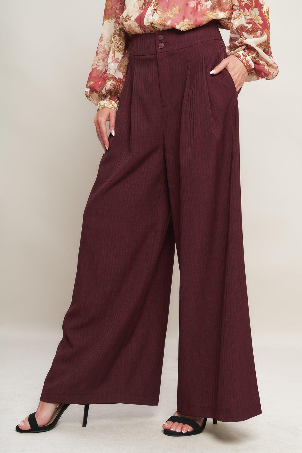 SWEET REMINISCENCE WOVEN WIDE LEG PANTS Flying Tomato