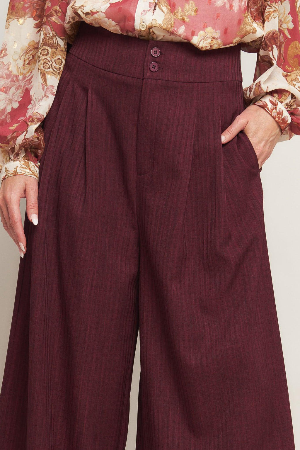 SWEET REMINISCENCE WOVEN WIDE LEG PANTS Flying Tomato