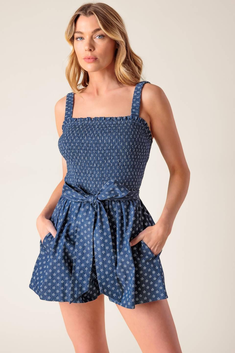 FULL FOCUS DENIM WOVEN ROMPER Flying Tomato