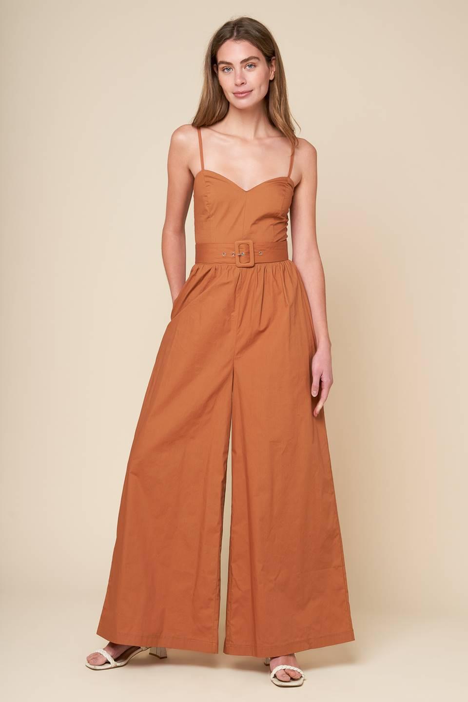 ELEVATED ICON BROWN WOVEN JUMPSUIT Flying Tomato