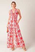COLETTE DREAM RED WOVEN JUMPSUIT Flying Tomato
