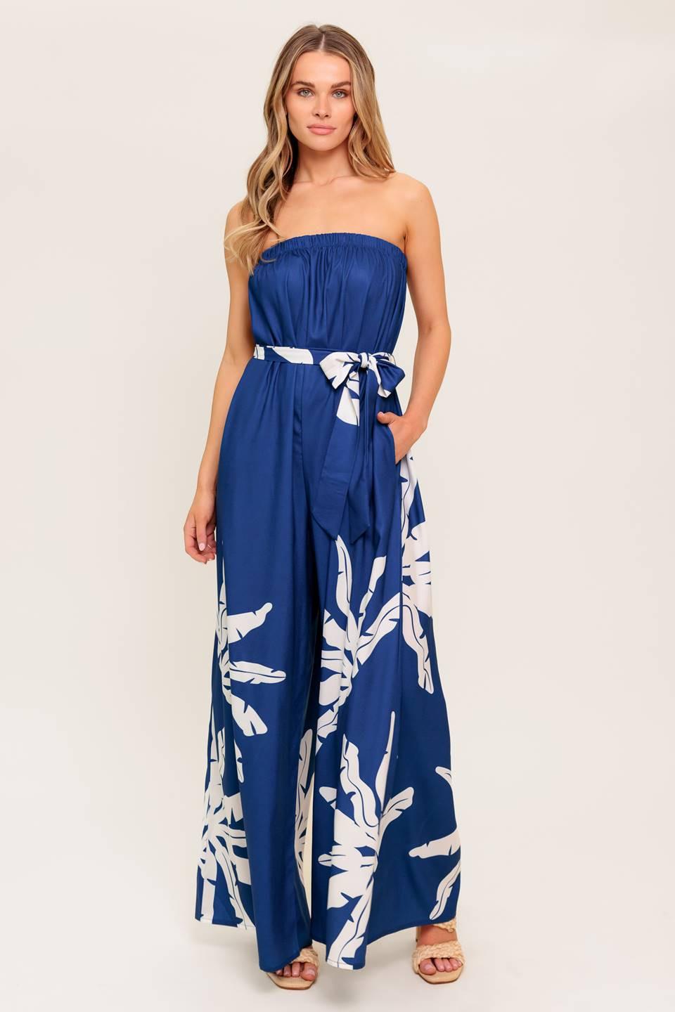 SERENE DAYS NAVY WOVEN JUMPSUIT Flying Tomato