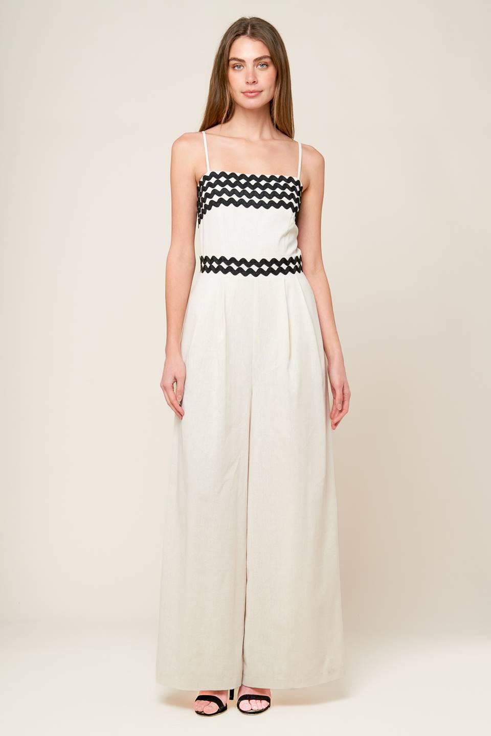 MEET AT THE PIER CREAM WOVEN JUMPSUIT Flying Tomato