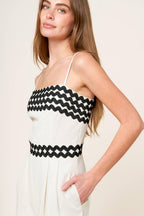 MEET AT THE PIER CREAM WOVEN JUMPSUIT Flying Tomato