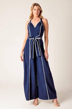 LAYTON NAVY WOVEN JUMPSUIT Flying Tomato