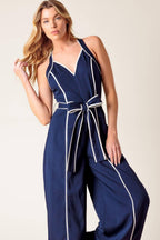 LAYTON NAVY WOVEN JUMPSUIT Flying Tomato