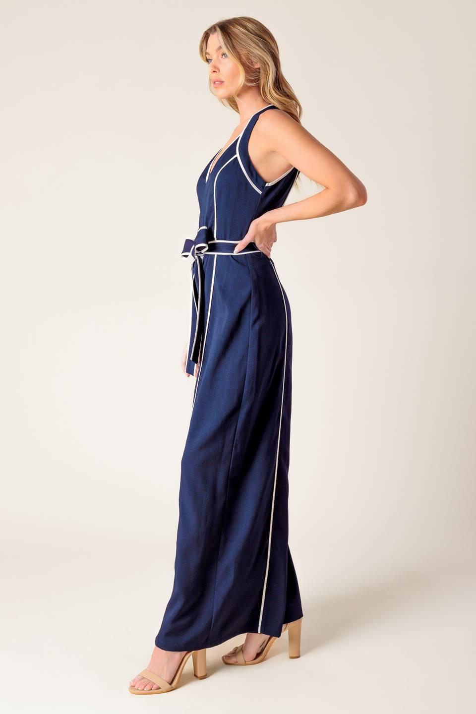 LAYTON NAVY WOVEN JUMPSUIT Flying Tomato