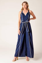 LAYTON NAVY WOVEN JUMPSUIT Flying Tomato