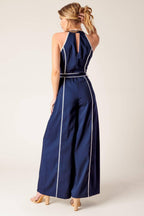 LAYTON NAVY WOVEN JUMPSUIT Flying Tomato