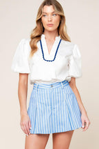VALERIA POWDER BLUE WOVEN SKORT Flying Tomato