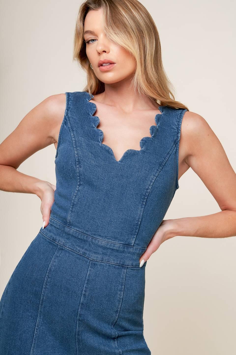 WHERE THE NIGHT MEDIUM INDIGO DENIM JUMPSUIT Flying Tomato