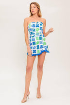 TELL ME WHITE BLUE WOVEN ROMPER Flying Tomato