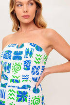 TELL ME WHITE BLUE WOVEN ROMPER Flying Tomato