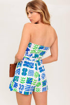 TELL ME WHITE BLUE WOVEN ROMPER Flying Tomato