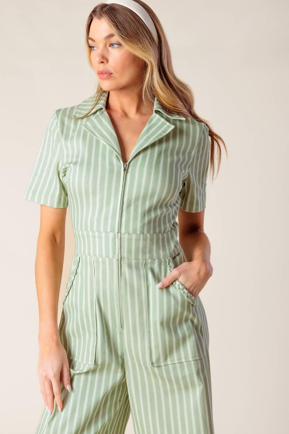 COUNT ME IN OLIVE WOVEN JUMPSUIT Flying Tomato