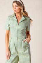 COUNT ME IN OLIVE WOVEN JUMPSUIT Flying Tomato
