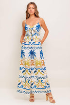 VACAY GLOW IVORY BLUE WOVEN JUMPSUIT Flying Tomato