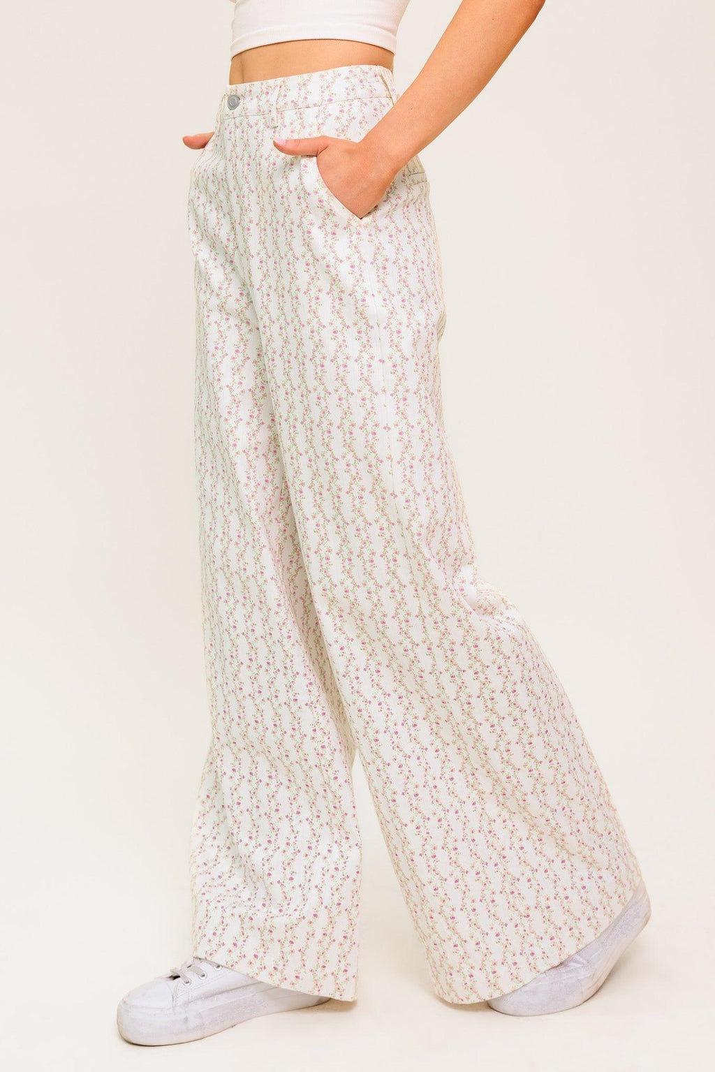 CITRUS FLOW IVORY WOVEN PANTS Flying Tomato