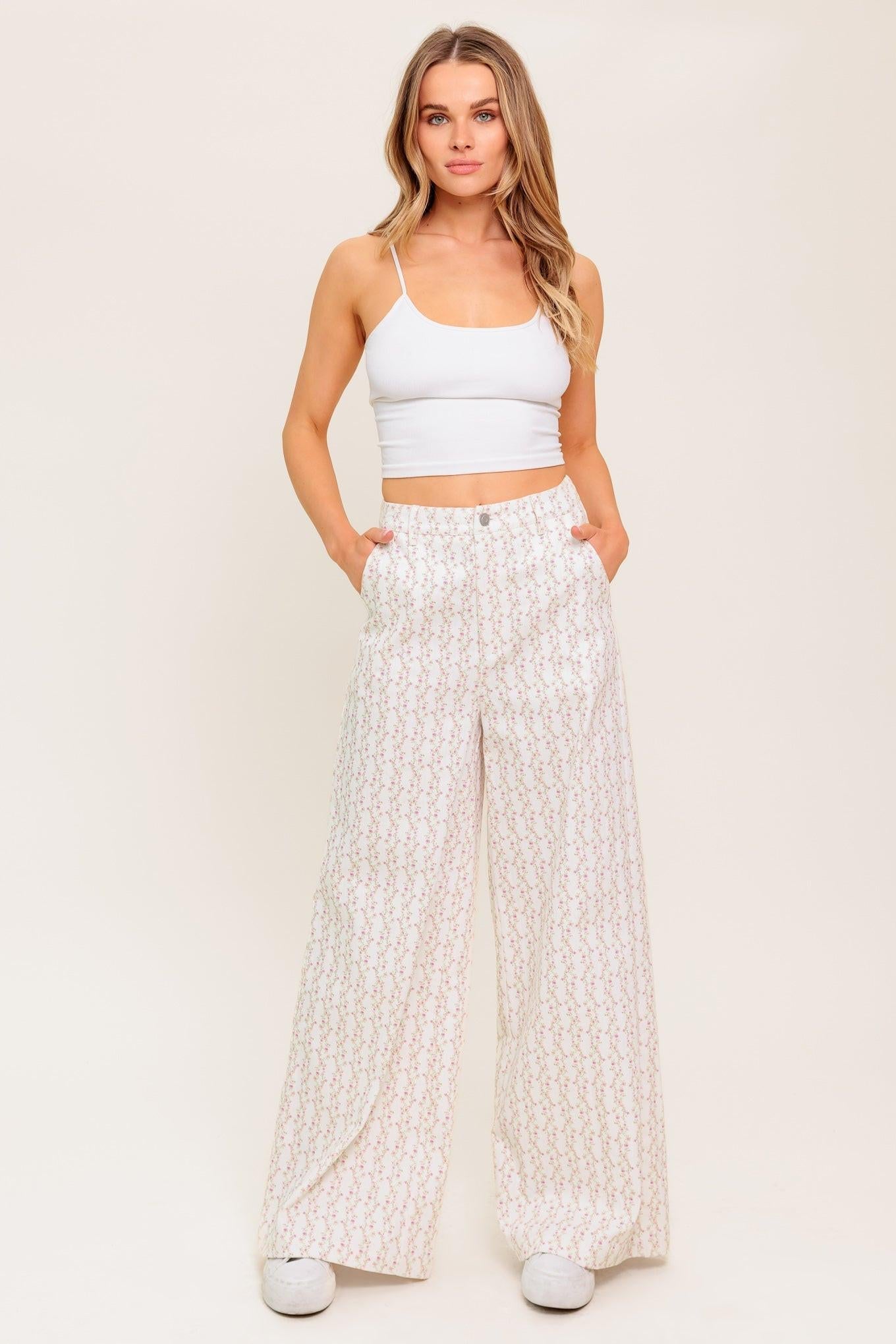 CITRUS FLOW IVORY WOVEN PANTS Flying Tomato