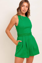 GENTLE KISS GREEN WOVEN ROMPER Flying Tomato