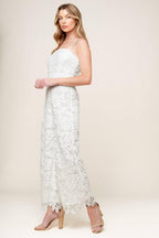 JUST ENOUGH OFF WHITE WOVEN LACE JUMPSUIT Flying Tomato